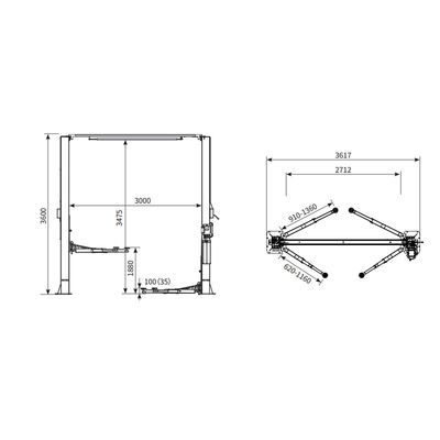4200kg Two-Post Lift: 1880mm Height, Single-Lock+Emergency Stop for Car/SUV/Truck Repair